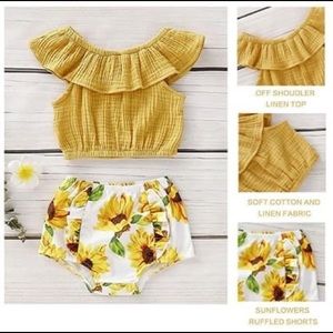 Toddler Girls 2 Piece Sunflower Romper Set